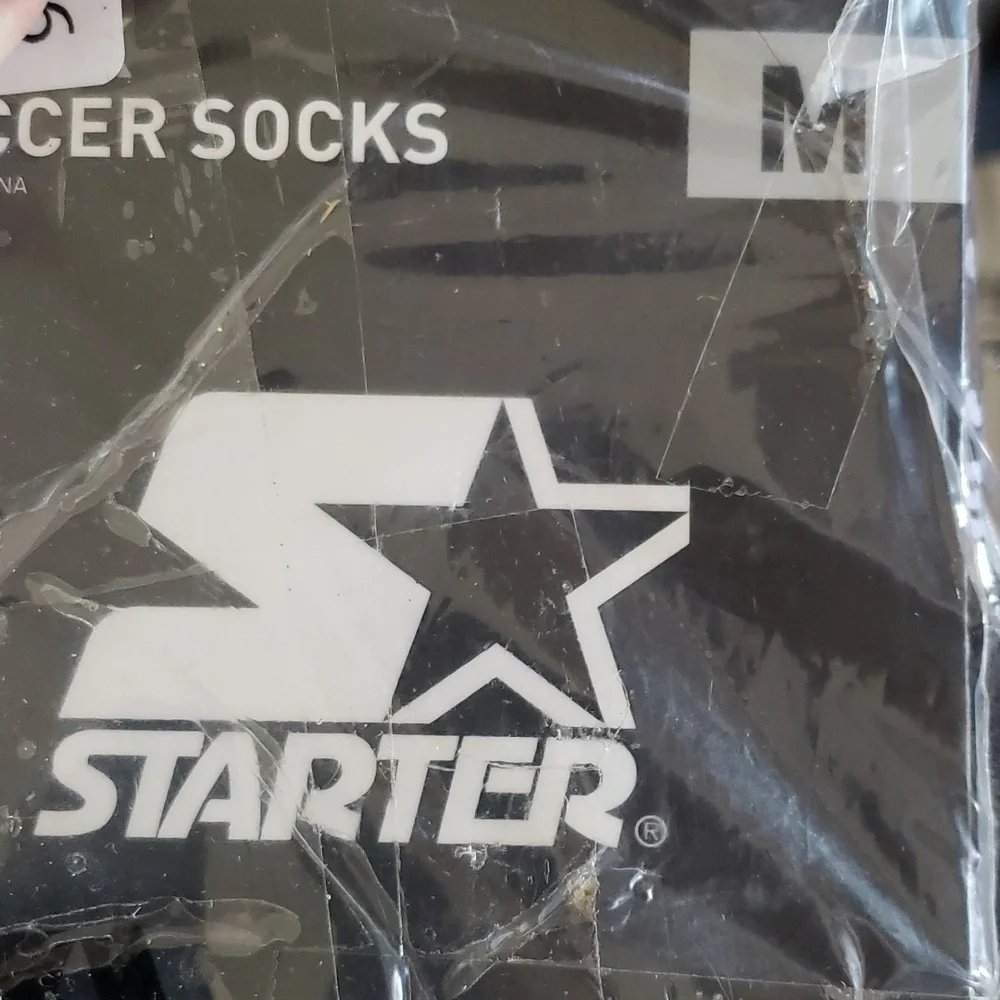 Starter Youth 2 Pairs Soccer Socks Black with White Trim Size M